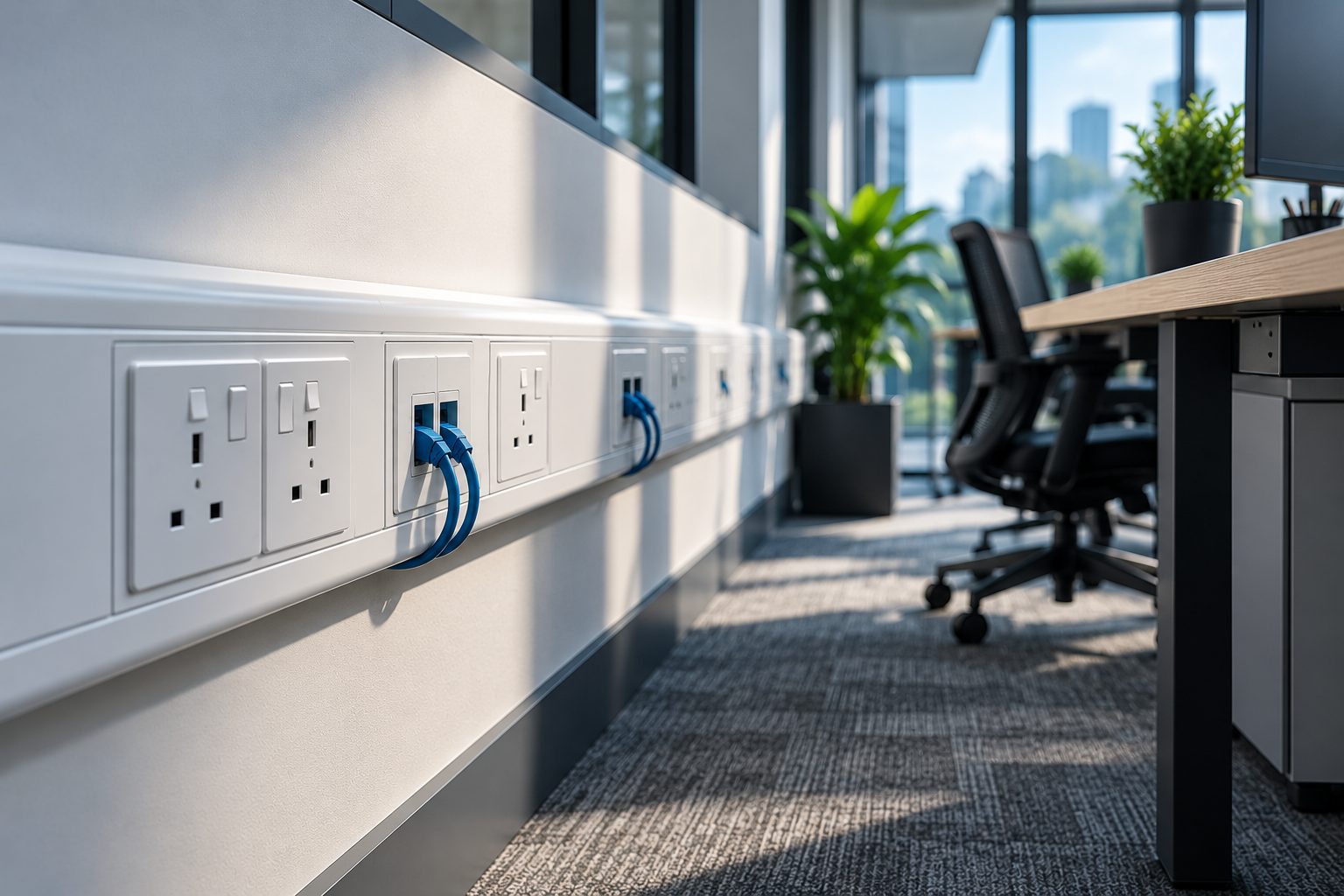 Trunking with power and data outlets