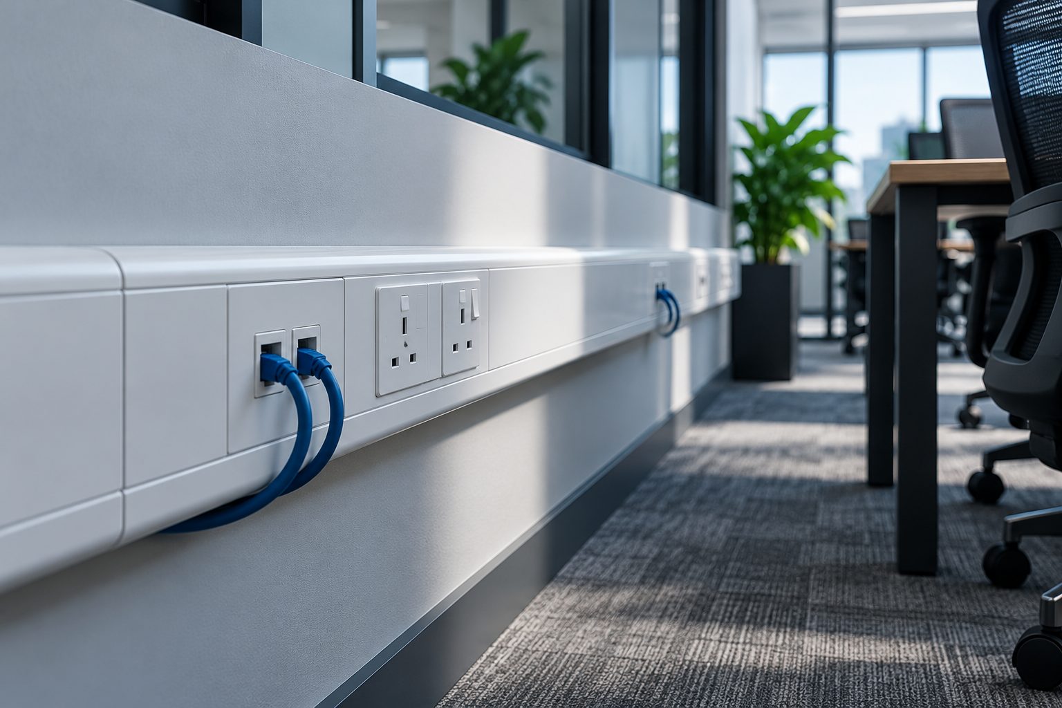 Data and power outlets in office trunking